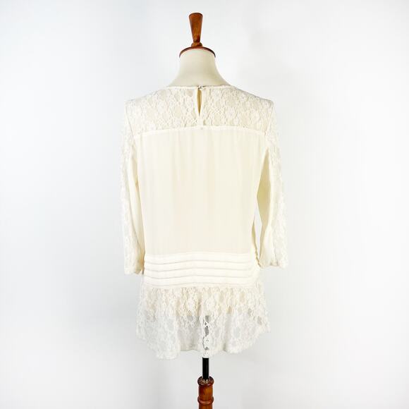 Vintage y2k white lace pleated drop waist top shirt blouse size small / medium - Picture 6 of 7
